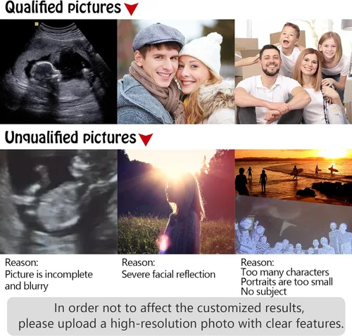 Miniatura 9 de Bola de Cristal con Foto de Ultrasonido Personalizada, Bola Decorativa Mágica de Cristal Láser 3D Personalizada con Soporte de Luz, Marco de Foto