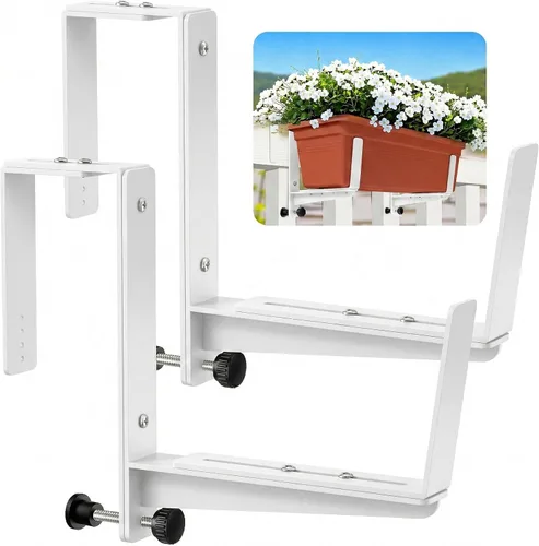 Miniatura 8 de VOXOR Soportes de caja de ventana, soportes ajustables para jardineras, soportes de hierro resistente para barandillas, con soporte inferior Negro