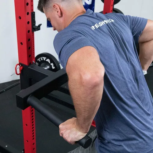 Miniatura 5 de Titan Fitness Barra de inmersión en Y para bastidores de potencia serie T-3, accesorio de inmersión montado en rack, capacidad de 500 libras