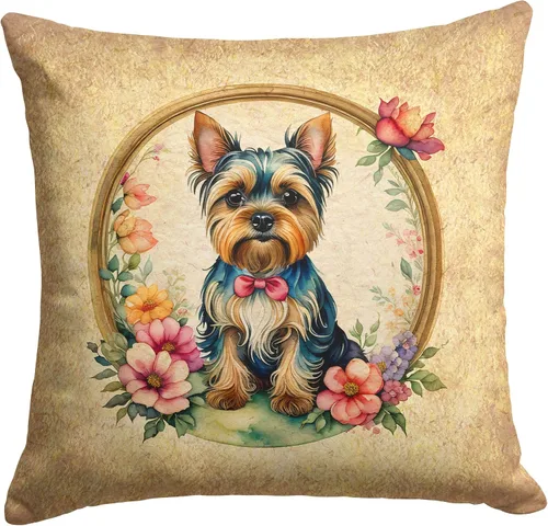 Miniatura 275 de Caroline's Treasures DAC2072PW1414 Affenpinscher and Flowers - Almohada decorativa de tela, lavable a máquina, para interiores y exteriores