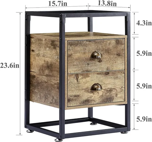 Miniatura 2 de VECELO Mesita de noche moderna con cajón, mesita de noche para sala de estar, dormitorio, vidrio templado, gris