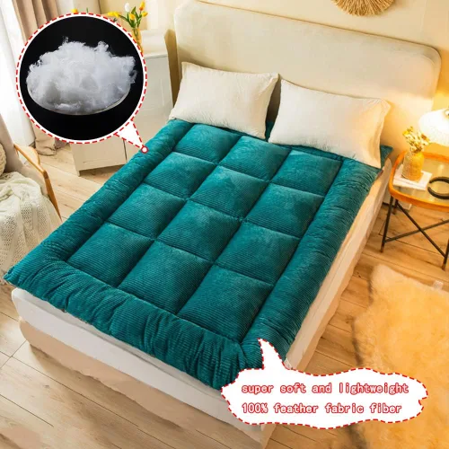 Miniatura 3 de Colchón de felpa para piso, colchón de futón japonés, colchón cálido para invierno, cama plegable, colchón enrollable, colchón de campamento, Verde
