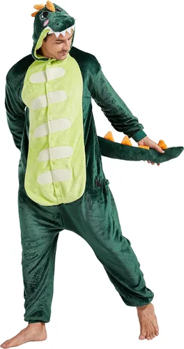 Miniatura 2 de Disfraz de pijama de animal para adultos, disfraz de dinosaurio de una pieza de felpa