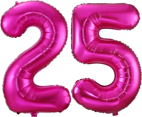 Miniatura 11 de Globo de cumpleaños de 40 pulgadas de color rosa intenso con el número 0, globos grandes de Mylar para fiesta de cumpleaños, aniversario, festival