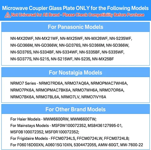 Miniatura 2 de Placa de microondas de 9.6 pulgadas para placa giratoria de vidrio Panasonic F06016D00XN, A06015G10XN y más bandeja giratoria de vidrio