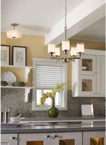 Miniatura 2 de Progress Lighting P4459 Alexa Candelabro de 5 luces, con pantalla de lino, de 20 pulgadas de alto., P4459-09, 100.00watts, 120.00 volts