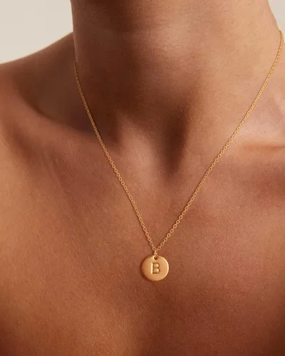 Miniatura 2 de Bemoly Initial Necklace for Women Round 11MM Coin Disc Double Side Engraved Letter A-Z Hammered Pendant 14K Gold Plated Personalized Alphabet