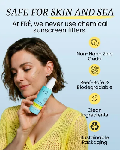 Miniatura 8 de FRÉ Hidratante tintado ligero Protector solar mineral tintado, SPF con tinte y crema hidratante tintada con protector solar Ligero, 1.69 onzas