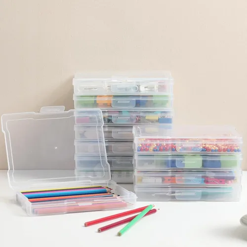 Miniatura 3 de novelinks Paquete de 12 cajas transparentes de almacenamiento de fotos de 5 x 7 pulgadas, estuches organizadores de imágenes de plástico con tapas