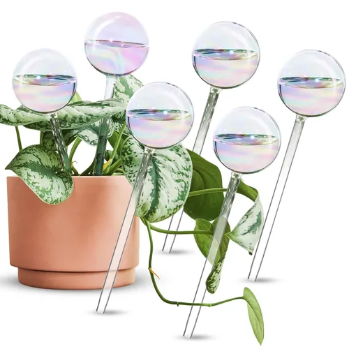 Miniatura 11 de Tomorotec [2 piezas] Sistema de riego automático de vidrio transparente iridiscente de color degradado de arco iris, bombillas automáticas