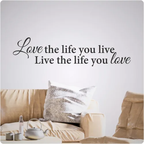 My Vinyl Story - Love The Life You Live - Calcomanía de pared inspiradora, vinilo motivacional, decoración artística de afirmación positiva para el