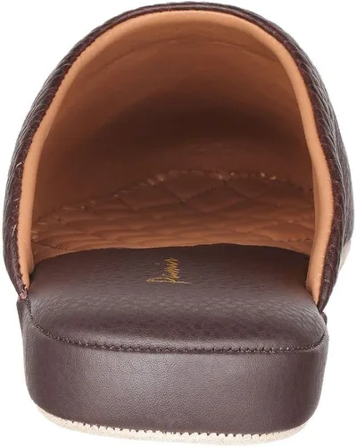 Miniatura 6 de PAMIR Pantuflas de casa de cuero texturizado prémium para hombre con espuma viscoelástica