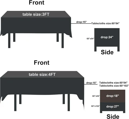 Miniatura 3 de Cupuamon - Mantel rectangular de 60 x 84 pulgadas, tela de poliéster lavable para decoración de bodas, fiestas, cenas y banquetes