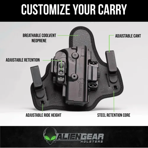 Miniatura 7 de Alien Gear Shapeshift Core Carry Pack Funda - Funda 4 en 1, IWB, Apéndice, Pala OWB y Correa OWB Incluidas - Transporte Cerrado y Abierto