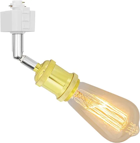 Miniatura 23 de Paquete de 1 unidad de diseño retro E26/E27 con base de título ajustable, ángulo de título rotado, sistema H, mini iluminación de cabeza de pista