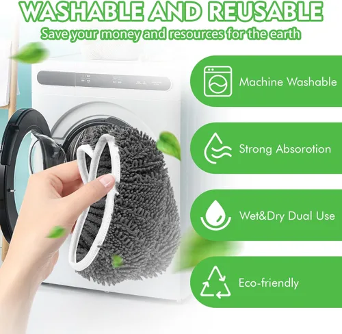 Miniatura 5 de Almohadillas húmedas reutilizables de repuesto para trapeador Swiffer Sweeper – Paños de barrido seco y paños húmedos para limpieza del hogar