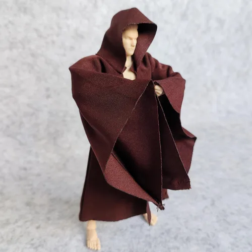 Miniatura 4 de SSbeauty M Bata de tela a escala 1:12 con sombrero para figura de acción de muñeca de 6 pulgadas y 6 pulgadas (sin figura) (manga L marrón)