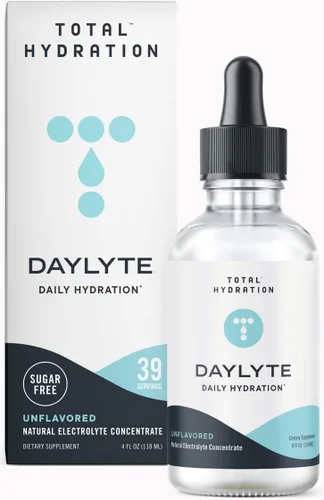 Gotas de electrolitos Daylyte, sin sabor, sin azúcar, suplemento de hidratación diaria con magnesio, calcio y zinc (39 porciones)