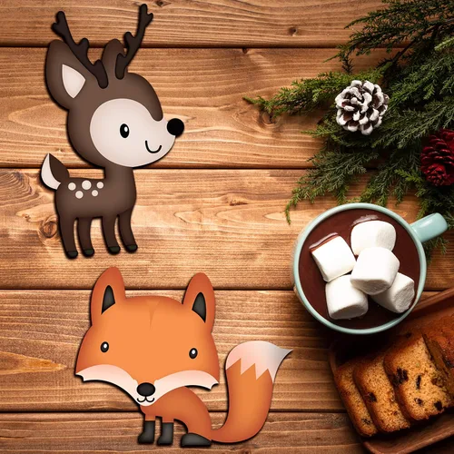 Miniatura 7 de Recortes de animales del bosque, 36 unidades, decoraciones de baby shower, recortes de criaturas grandes del bosque para temas de otoño o baby shower