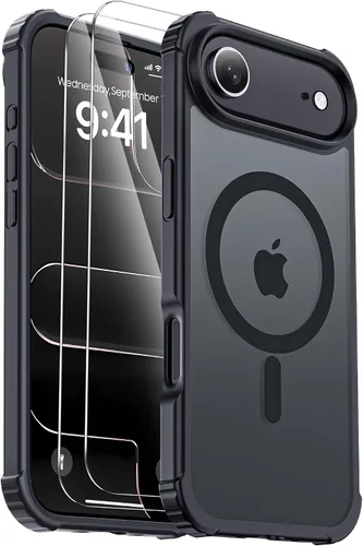 Funda para iPhone Air [compatible con MagSafe] [2 protectores de pantalla] [prueba de caídas de grado militar] Funda magnética resistente para