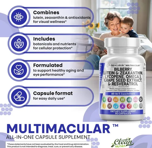 Miniatura 5 de Clean Nutra - Vitaminas para los ojos con arándano, luteína y zeaxantina, suplementos de licopeno de 40 mg de resveratrol, semillas de uva
