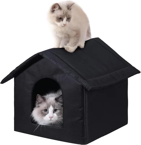 Casa para Gatos de Exterior Casa para Gatos para Uso en Exteriores e Interiores - Refugio Impermeable para Gatos, Perros y Animales Ferales (Casa