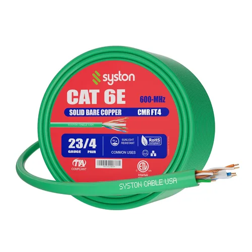 Miniatura 36 de Syston Cable Technology Cable de Internet Ethernet Cat6e – 10 pies, 600 MHz 23AWG de alambre de cobre sólido desnudo apto