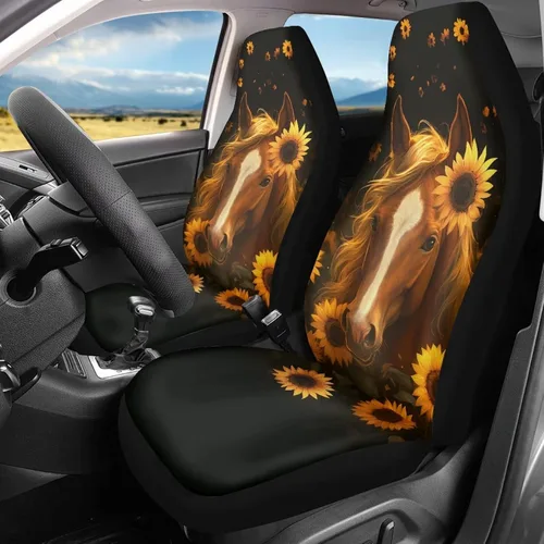 Miniatura 34 de Bulopur Art Horse - Juego de 2 fundas universales para asientos delanteros de automóvil, protectores enteros adecuados para la mayoría
