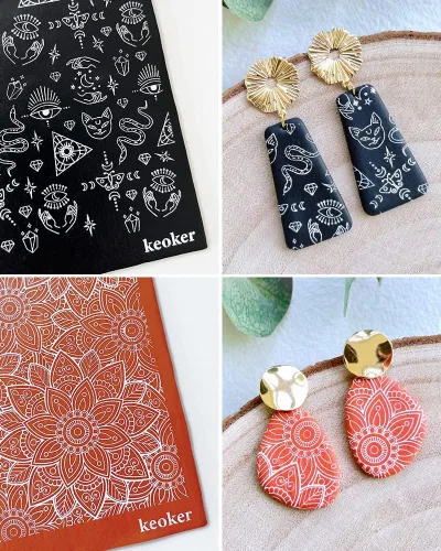 Miniatura 5 de Keoker Plantillas de pantalla de seda azteca para arcilla polimérica, 10 piezas de pantalla de seda azteca y bohemia para arcilla polimérica