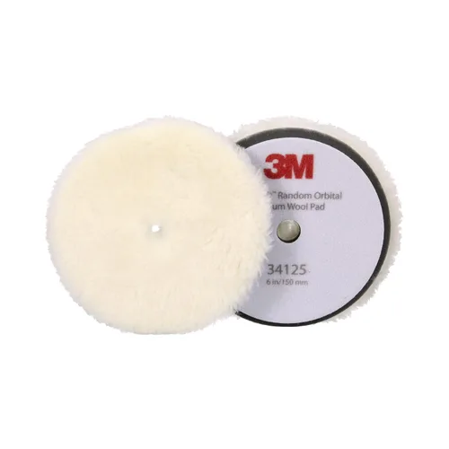 3M Perfect-It Almohadilla de compuesto orbital aleatorio de lana media, 6"/150 mm, Blanca, 34125, Almohadillas orbitales para compuesto y pulido