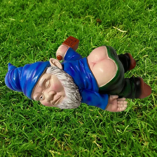 Miniatura 2 de MINICAR Estatua de gnomo para decoración al aire libre de 9.5 pulgadas de largo, divertida escultura de jardín, patio, césped, regalo travieso