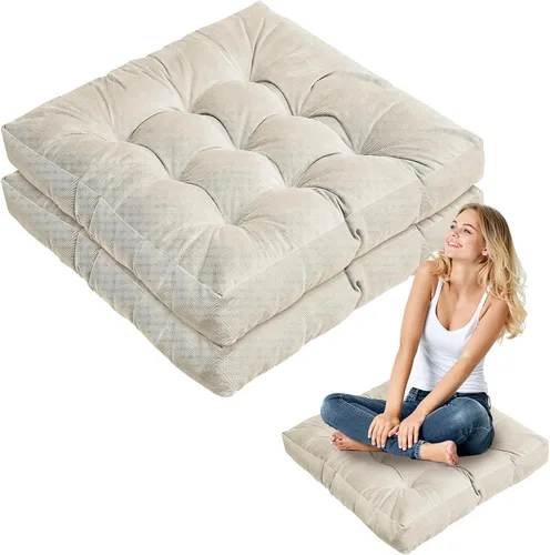 Miniatura 32 de Almohadas de suelo Jerify 22 x 22 Pulgadas Redondas Cuadradas Grandes Almohada de meditación para piso para aula Meditación para adultos Almohada