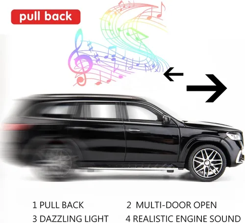 Miniatura 3 de WAKAKAC Modelo de automóvil fundido a presión GLS63 AMG 1/24 aleación coleccionable de juguete con luz y sonido, vehículo de juguete para adultos