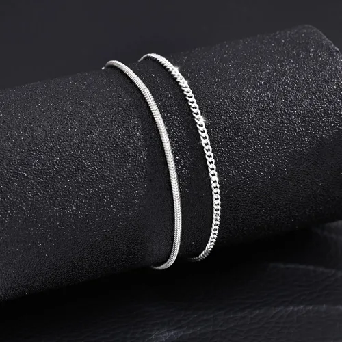 Miniatura 8 de Moodear Valentines Day Gifts for Him Stackable Bracelets for Men - Dainty Silver Cuban Link Stackable Snake Chain Stainless Steel Bracelets Trendy