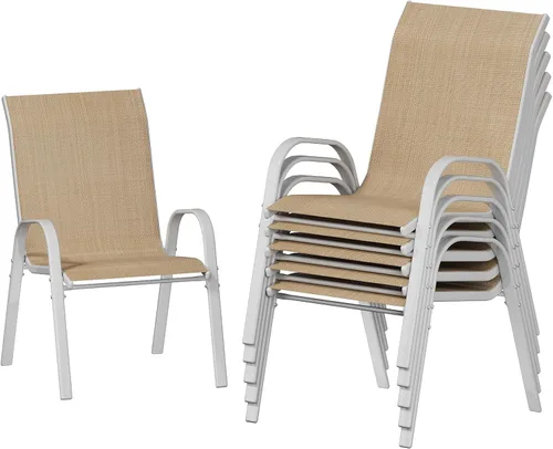 Miniatura 14 de UDPATIO Patio Chairs Set of 2, Stackable Silver Outdoor Dining Chairs with High Back, Breathable Textilene Fabric Outdoor Chair All Weather, for