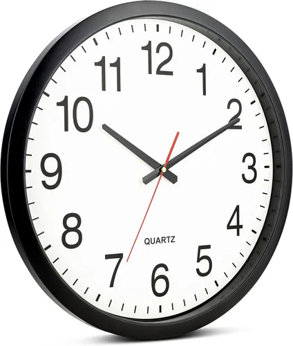 Miniatura 3 de Bernhard Products - Reloj de cuarzo de pared negro, silencioso, sin tictac, redondo, extragrande de 18 pulgadas, a pilas y fácil de leer