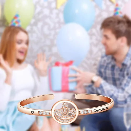 Miniatura 6 de Feelmem 15 cumpleaños regalo para niña corona dulce 15 años Quinceañera collar de membrillo joyería niña dulce 15 cumpleaños joyería 15 cumpleaños
