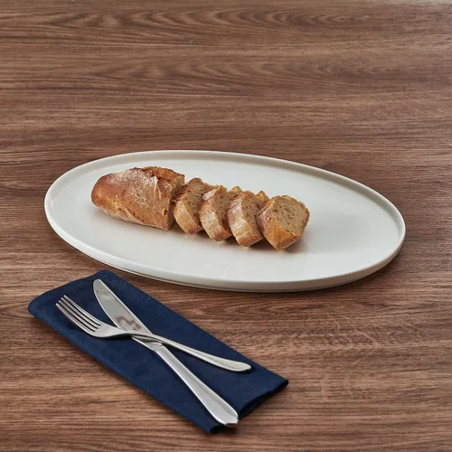 Miniatura 5 de Mikasa Samantha - Bandeja de porcelana de hueso ovalada ligera resistente a las astillas, 14 pulgadas, blanca