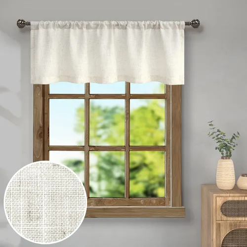 Miniatura 9 de Pitalk - Cenefa de ventana de lino negro para cocina, bolsillo para barra de 3 pulgadas, semitransparente, estilo bohemio moderno de granja, cenefa