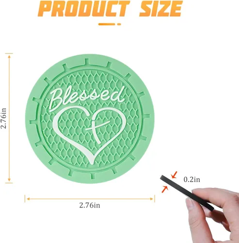 Miniatura 2 de AICEL Paquete de 4 posavasos para automóvil, inserto para portavasos de PVC suave de 2.75 pulgadas, tapete para beber cristiano antideslizante y a