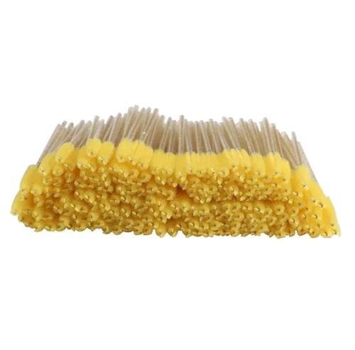 Miniatura 3 de 200 unidades/paquete de cepillos desechables para pestañas – Varitas aplicadoras de cejas – 4 colores de cabeza de cepillo flexible (negro)