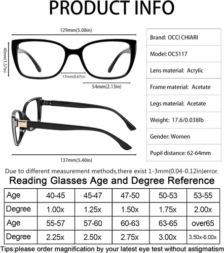 Miniatura 5 de OCCI CHIARI Gafas de lectura con bloqueo de luz azul para mujer Negro