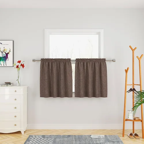 Miniatura 50 de UPOPO Cortinas de Niveles Beige Sobre Fregadero con Textura de Lino para Ventana de Cocina de 16 Pulgadas de Largo Caravana Privacidad Pequeñas
