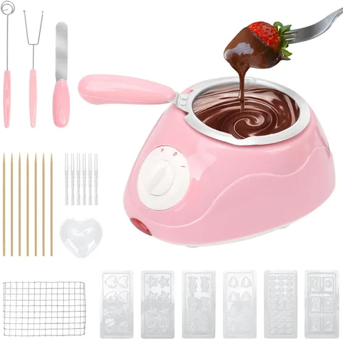 Juego de fondue de fusión, mini olla eléctrica de chocolate, olla de fondue de queso, fuente de fondue de chocolate, máquina calentadora para