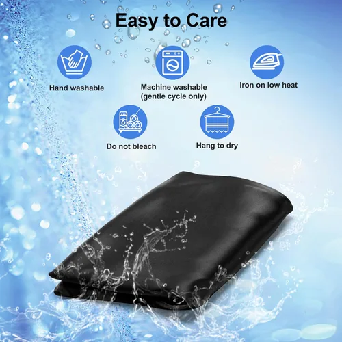 Miniatura 4 de Paquete de 2 fundas de almohada de satén para almohada cervical Zelimun de contorno, funda de almohada suave con cremallera (negro)