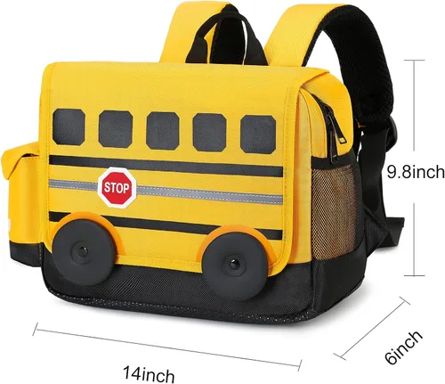 Miniatura 3 de Mochila para niños pequeños, preescolar, autobús, bolsa de libros 3D para jardín de infantes con lonchera aislante