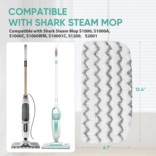 Miniatura 2 de Paquete de 6 almohadillas de repuesto para trapeador de vapor S1000 S2001 para trapeador de vapor Shark S1000 S1000A S1000C S1000WM S10001C S1200