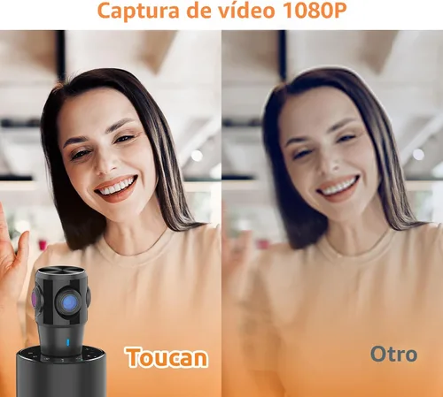 Miniatura 2 de TOUCAN Cámara de videoconferencia de 360 grados, cámara web HD 1080p con 4 micrófonos de reducción de ruido, altavoz, seguimiento AI, funciona
