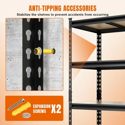 Miniatura 10 de Big RED Estantería de almacenamiento, 5 niveles ajustables, estantes de garaje de metal resistente/estante de utilidad para cocina, despensa