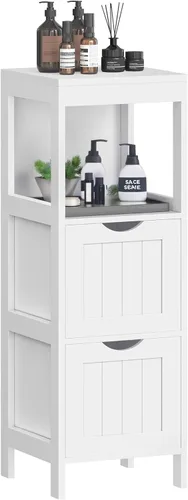 Miniatura 7 de VASAGLE - Gabinete de piso de baño, organizador de almacenamiento de baño, unidad de esquina multifuncional, 2 cajones, 35 pulgadas de altura, gris
